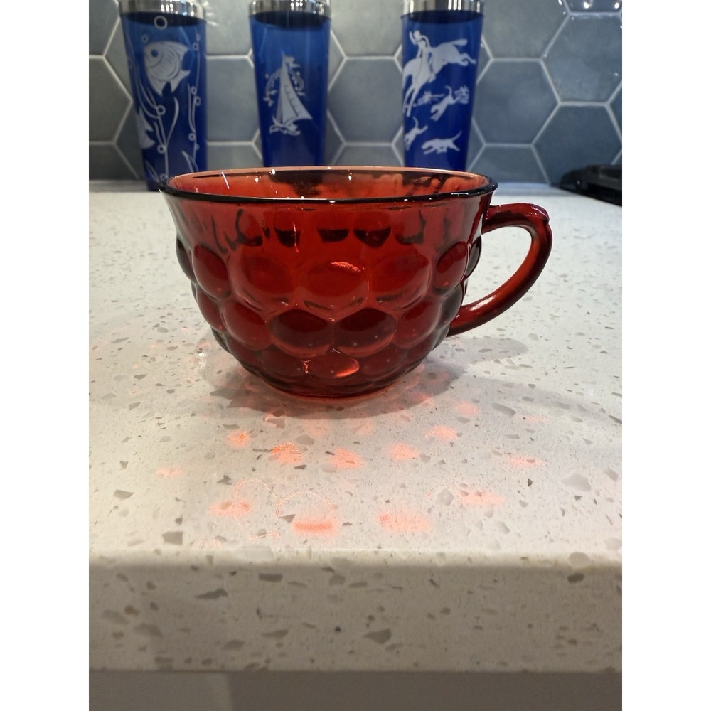 Anchor Hocking Royal Ruby Red Bubble Tea Cup Depression Glass
